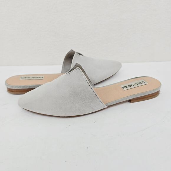 Steve Madden Ally Mules Flats Leather Gray 7.5 - Picture 4 of 9